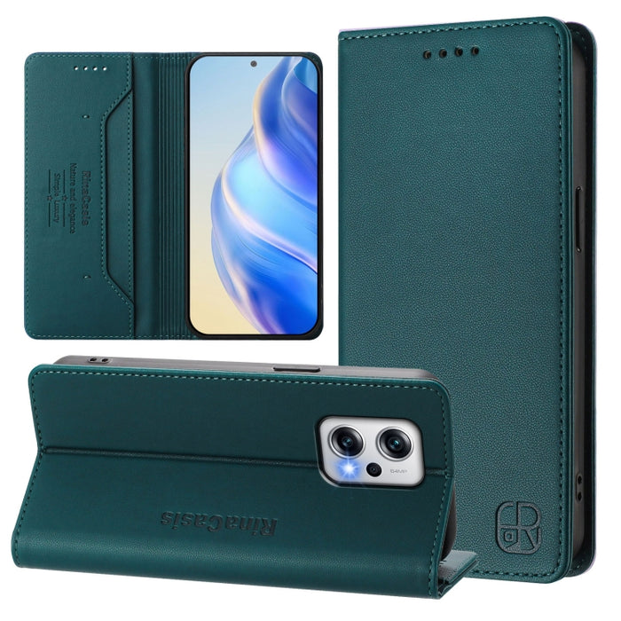 Estuche para teléfono de cuero con doble pliegue y succión magnética y RFID RC01, For Redmi 12 5G / 4G Global / Note 12R, For Redmi Note 11T Pro+ / Note 12T Pro / K50i, For Redmi Note 12 Turbo 5G / Xiaomi Poco F5, For Redmi Note 11 / 11S / 12S 4G Globa...