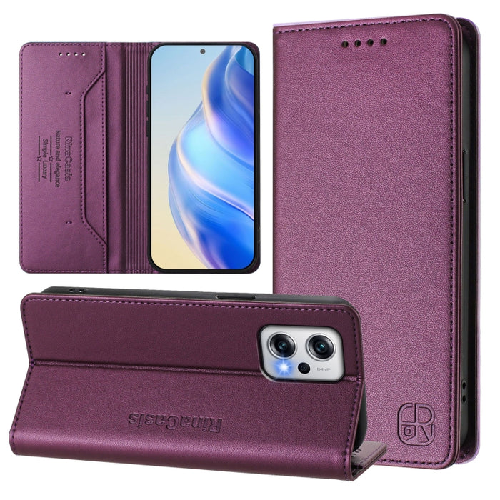 Estuche para teléfono de cuero con doble pliegue y succión magnética y RFID RC01, For Redmi 12 5G / 4G Global / Note 12R, For Redmi Note 11T Pro+ / Note 12T Pro / K50i, For Redmi Note 12 Turbo 5G / Xiaomi Poco F5, For Redmi Note 11 / 11S / 12S 4G Globa...