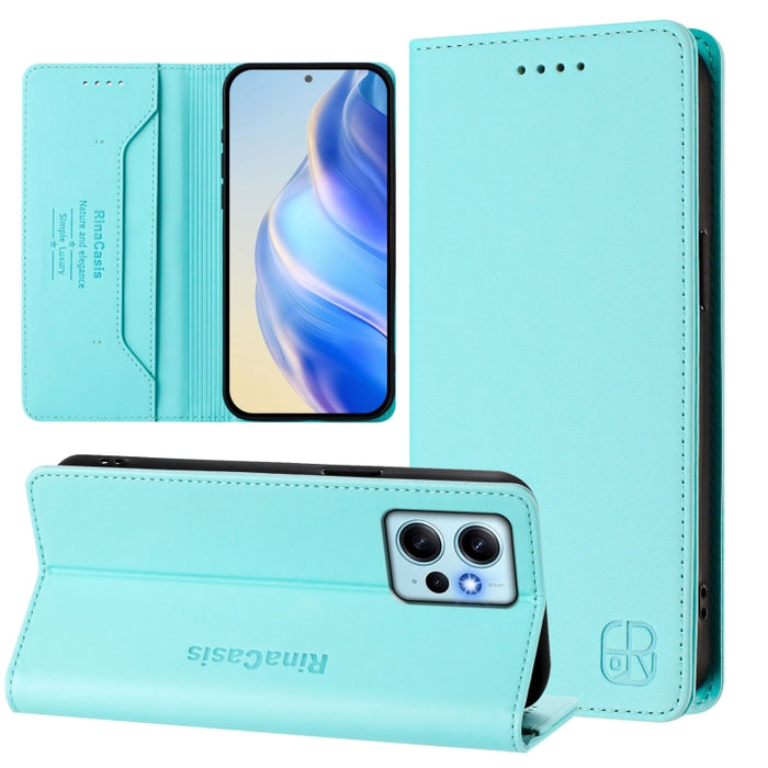 Estuche para teléfono de cuero con doble pliegue y succión magnética y RFID RC01, For Redmi 12 5G / 4G Global / Note 12R, For Redmi Note 11T Pro+ / Note 12T Pro / K50i, For Redmi Note 12 Turbo 5G / Xiaomi Poco F5, For Redmi Note 11 / 11S / 12S 4G Globa...