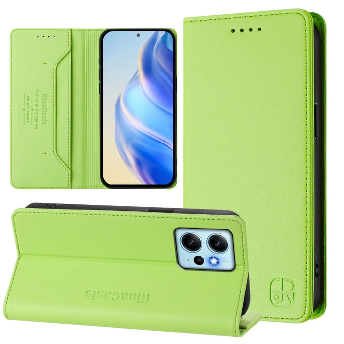 Estuche para teléfono de cuero con doble pliegue y succión magnética y RFID RC01, For Redmi 12 5G / 4G Global / Note 12R, For Redmi Note 11T Pro+ / Note 12T Pro / K50i, For Redmi Note 12 Turbo 5G / Xiaomi Poco F5, For Redmi Note 11 / 11S / 12S 4G Globa...
