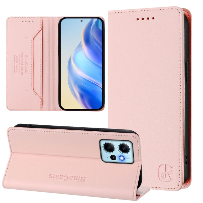 Estuche para teléfono de cuero con doble pliegue y succión magnética y RFID RC01, For Redmi 12 5G / 4G Global / Note 12R, For Redmi Note 11T Pro+ / Note 12T Pro / K50i, For Redmi Note 12 Turbo 5G / Xiaomi Poco F5, For Redmi Note 11 / 11S / 12S 4G Globa...