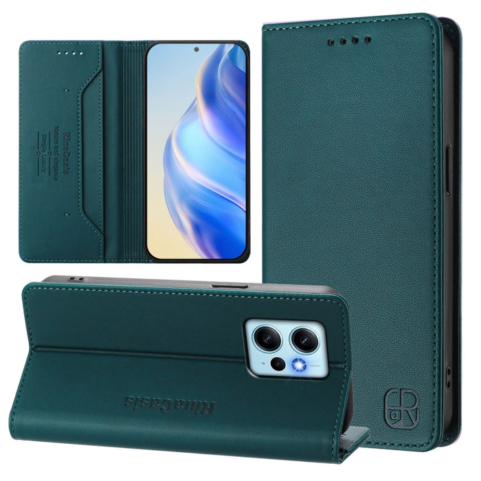 Estuche para teléfono de cuero con doble pliegue y succión magnética y RFID RC01, For Redmi 12 5G / 4G Global / Note 12R, For Redmi Note 11T Pro+ / Note 12T Pro / K50i, For Redmi Note 12 Turbo 5G / Xiaomi Poco F5, For Redmi Note 11 / 11S / 12S 4G Globa...