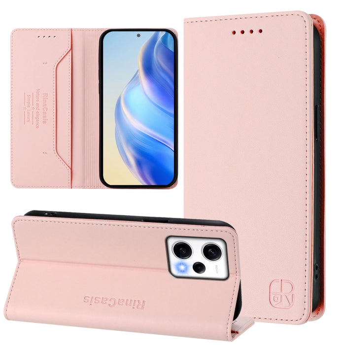 Estuche para teléfono de cuero con doble pliegue y succión magnética y RFID RC01, For Redmi 12 5G / 4G Global / Note 12R, For Redmi Note 11T Pro+ / Note 12T Pro / K50i, For Redmi Note 12 Turbo 5G / Xiaomi Poco F5, For Redmi Note 11 / 11S / 12S 4G Globa...