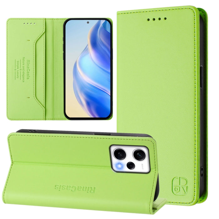 Estuche para teléfono de cuero con doble pliegue y succión magnética y RFID RC01, For Redmi 12 5G / 4G Global / Note 12R, For Redmi Note 11T Pro+ / Note 12T Pro / K50i, For Redmi Note 12 Turbo 5G / Xiaomi Poco F5, For Redmi Note 11 / 11S / 12S 4G Globa...