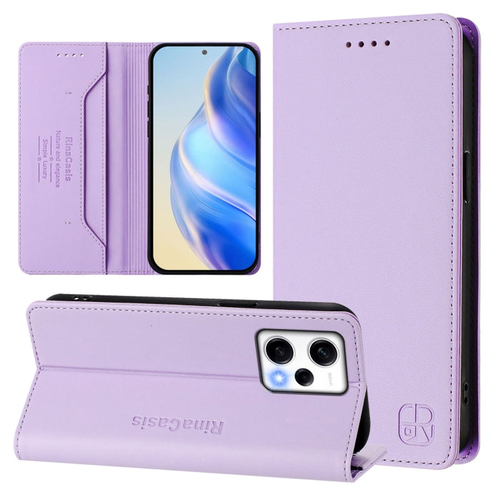 Estuche para teléfono de cuero con doble pliegue y succión magnética y RFID RC01, For Redmi K50 Ultra / Xiaomi 12T / 12T Pro, For Redmi Note 11 Pro 5G / 4G / Global, For Redmi 10 5G / 10 Prime+ 5G Global, For Redmi Note 11S 5G / Xiaomi Poco M4 Pro 5G  ...