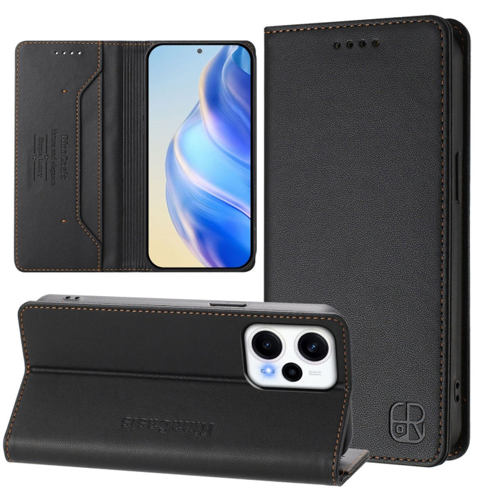 Estuche para teléfono de cuero con doble pliegue y succión magnética y RFID RC01, For Redmi 12 5G / 4G Global / Note 12R, For Redmi Note 11T Pro+ / Note 12T Pro / K50i, For Redmi Note 12 Turbo 5G / Xiaomi Poco F5, For Redmi Note 11 / 11S / 12S 4G Globa...