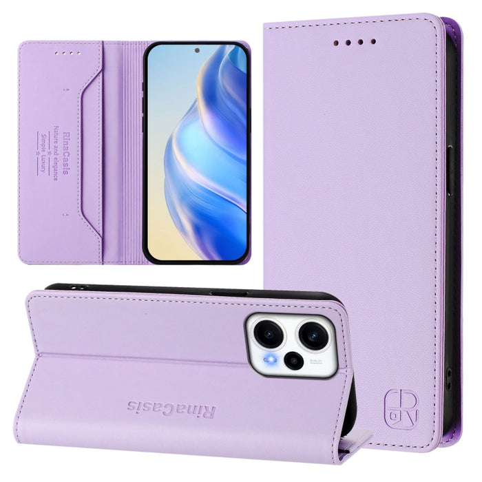 Estuche para teléfono de cuero con doble pliegue y succión magnética y RFID RC01, For Redmi 12 5G / 4G Global / Note 12R, For Redmi Note 11T Pro+ / Note 12T Pro / K50i, For Redmi Note 12 Turbo 5G / Xiaomi Poco F5, For Redmi Note 11 / 11S / 12S 4G Globa...