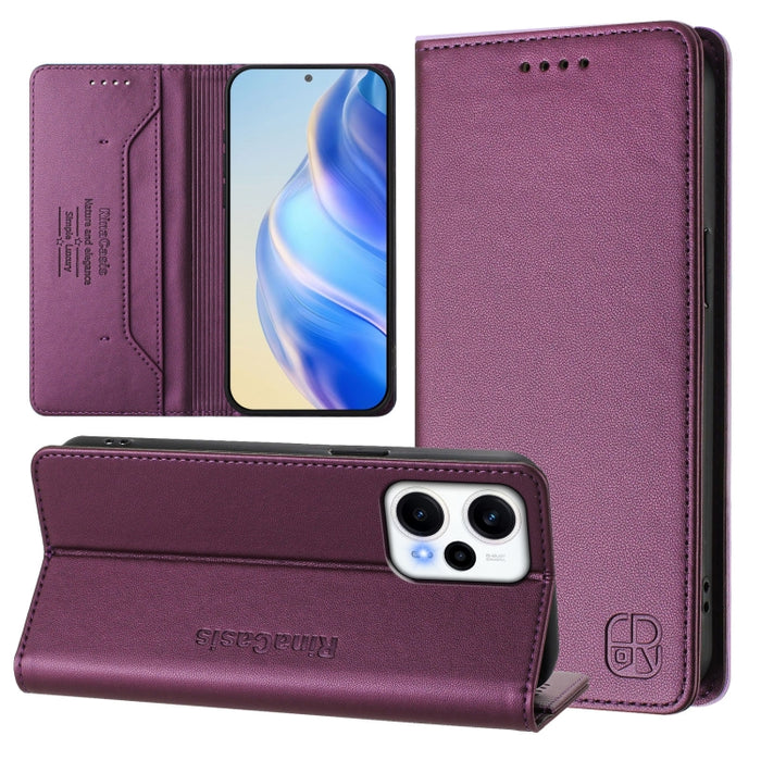 Estuche para teléfono de cuero con doble pliegue y succión magnética y RFID RC01, For Redmi 12 5G / 4G Global / Note 12R, For Redmi Note 11T Pro+ / Note 12T Pro / K50i, For Redmi Note 12 Turbo 5G / Xiaomi Poco F5, For Redmi Note 11 / 11S / 12S 4G Globa...