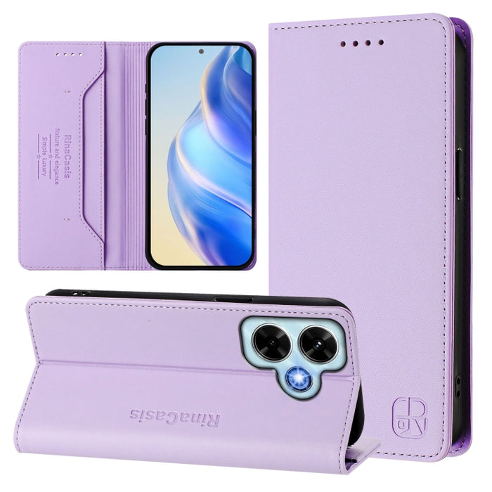 Estuche para teléfono de cuero con doble pliegue y succión magnética y RFID RC01, For Redmi Note 14 4G 163.25mm, For Redmi Note 14 5G, For Redmi 14C 4G / 14R 5G Global, For Redmi K70 Ultra 5G Global, For Redmi 13 5G / 4G Global                         ...