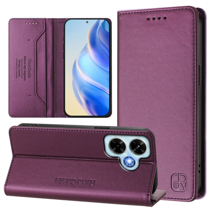 Estuche para teléfono de cuero con doble pliegue y succión magnética y RFID RC01, For Redmi Note 14 4G 163.25mm, For Redmi Note 14 5G, For Redmi 14C 4G / 14R 5G Global, For Redmi K70 Ultra 5G Global, For Redmi 13 5G / 4G Global                         ...