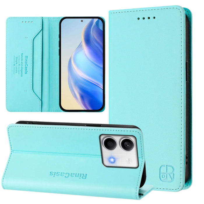Estuche para teléfono de cuero con doble pliegue y succión magnética y RFID RC01, For Redmi Note 14 4G 163.25mm, For Redmi Note 14 5G, For Redmi 14C 4G / 14R 5G Global, For Redmi K70 Ultra 5G Global, For Redmi 13 5G / 4G Global                         ...