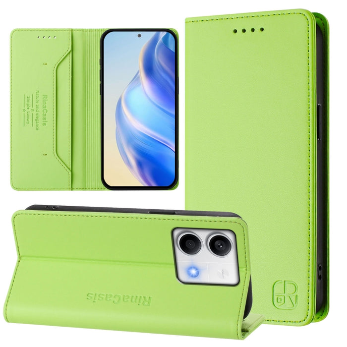 Estuche para teléfono de cuero con doble pliegue y succión magnética y RFID RC01, For Redmi Note 14 4G 163.25mm, For Redmi Note 14 5G, For Redmi 14C 4G / 14R 5G Global, For Redmi K70 Ultra 5G Global, For Redmi 13 5G / 4G Global                         ...