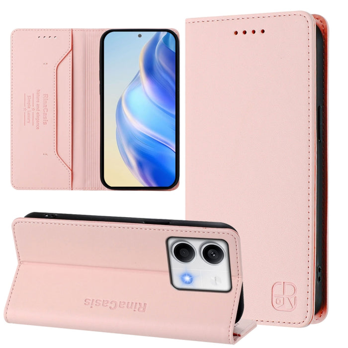 Estuche para teléfono de cuero con doble pliegue y succión magnética y RFID RC01, For Redmi Note 14 4G 163.25mm, For Redmi Note 14 5G, For Redmi 14C 4G / 14R 5G Global, For Redmi K70 Ultra 5G Global, For Redmi 13 5G / 4G Global                         ...