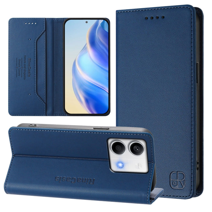 Estuche para teléfono de cuero con doble pliegue y succión magnética y RFID RC01, For Redmi Note 14 4G 163.25mm, For Redmi Note 14 5G, For Redmi 14C 4G / 14R 5G Global, For Redmi K70 Ultra 5G Global, For Redmi 13 5G / 4G Global                         ...