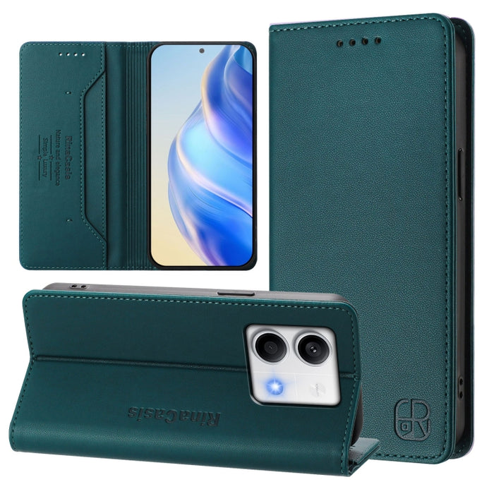 Estuche para teléfono de cuero con doble pliegue y succión magnética y RFID RC01, For Redmi Note 14 4G 163.25mm, For Redmi Note 14 5G, For Redmi 14C 4G / 14R 5G Global, For Redmi K70 Ultra 5G Global, For Redmi 13 5G / 4G Global                         ...