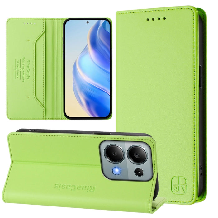 Estuche para teléfono de cuero con doble pliegue y succión magnética y RFID RC01, For Redmi Note 14 4G 163.25mm, For Redmi Note 14 5G, For Redmi 14C 4G / 14R 5G Global, For Redmi K70 Ultra 5G Global, For Redmi 13 5G / 4G Global                         ...