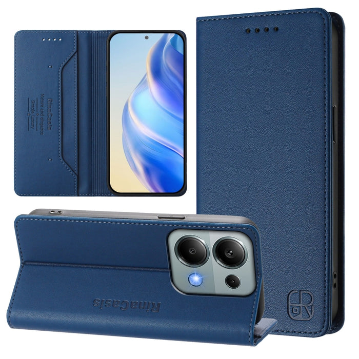 Estuche para teléfono de cuero con doble pliegue y succión magnética y RFID RC01, For Redmi Note 14 4G 163.25mm, For Redmi Note 14 5G, For Redmi 14C 4G / 14R 5G Global, For Redmi K70 Ultra 5G Global, For Redmi 13 5G / 4G Global                         ...