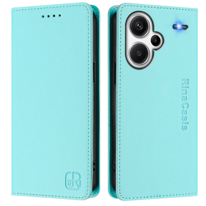 Estuche para teléfono de cuero con doble pliegue y succión magnética y RFID RC01, For Redmi 12 5G / 4G Global / Note 12R, For Redmi Note 11T Pro+ / Note 12T Pro / K50i, For Redmi Note 12 Turbo 5G / Xiaomi Poco F5, For Redmi Note 11 / 11S / 12S 4G Globa...