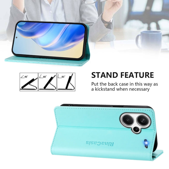 Estuche para teléfono de cuero con doble pliegue y succión magnética y RFID RC01, For Redmi 12 5G / 4G Global / Note 12R, For Redmi Note 11T Pro+ / Note 12T Pro / K50i, For Redmi Note 12 Turbo 5G / Xiaomi Poco F5, For Redmi Note 11 / 11S / 12S 4G Globa...