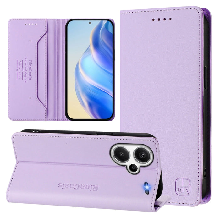 Estuche para teléfono de cuero con doble pliegue y succión magnética y RFID RC01, For Redmi Note 14 4G 163.25mm, For Redmi Note 14 5G, For Redmi 14C 4G / 14R 5G Global, For Redmi K70 Ultra 5G Global, For Redmi 13 5G / 4G Global                         ...