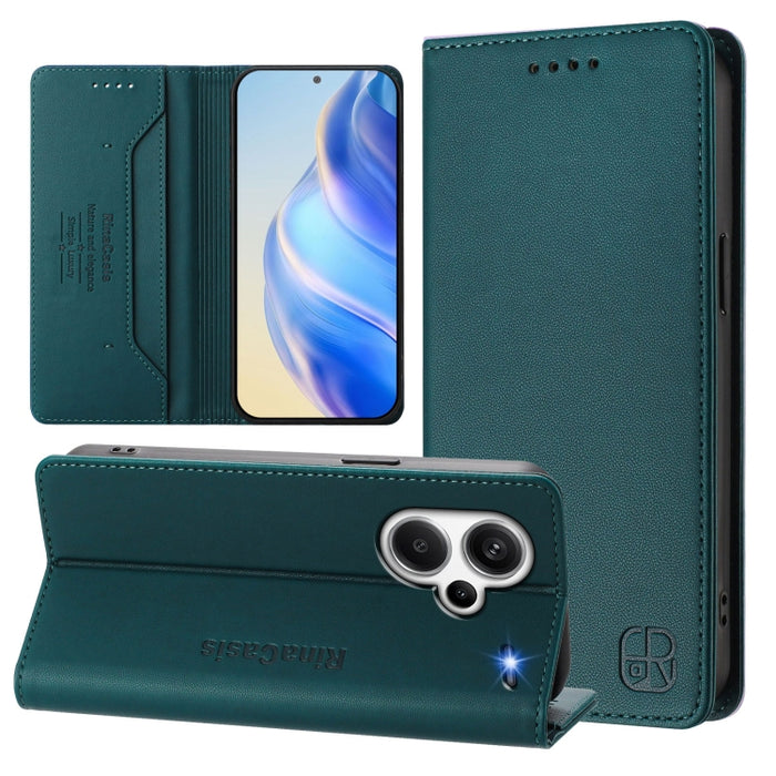 Estuche para teléfono de cuero con doble pliegue y succión magnética y RFID RC01, For Redmi Note 14 4G 163.25mm, For Redmi Note 14 5G, For Redmi 14C 4G / 14R 5G Global, For Redmi K70 Ultra 5G Global, For Redmi 13 5G / 4G Global                         ...