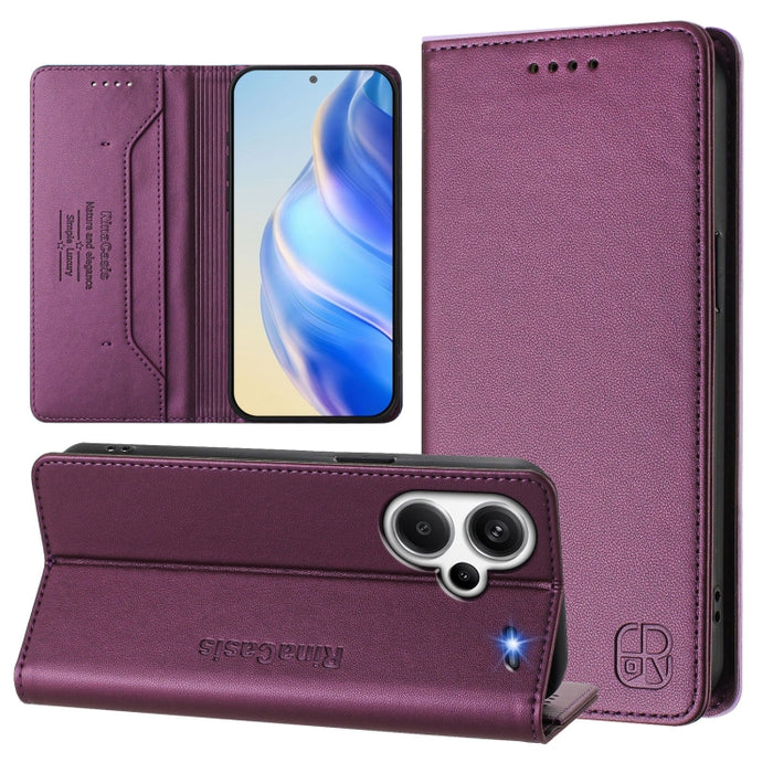 Estuche para teléfono de cuero con doble pliegue y succión magnética y RFID RC01, For Redmi 12 5G / 4G Global / Note 12R, For Redmi Note 11T Pro+ / Note 12T Pro / K50i, For Redmi Note 12 Turbo 5G / Xiaomi Poco F5, For Redmi Note 11 / 11S / 12S 4G Globa...