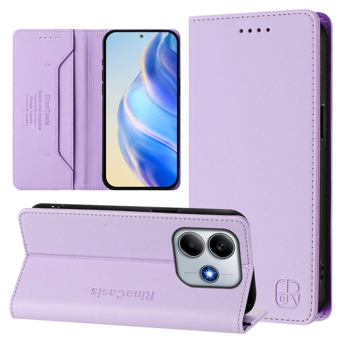 Estuche para teléfono de cuero con doble pliegue y succión magnética y RFID RC01, For Redmi Note 14 4G 163.25mm, For Redmi Note 14 5G, For Redmi 14C 4G / 14R 5G Global, For Redmi K70 Ultra 5G Global, For Redmi 13 5G / 4G Global                         ...