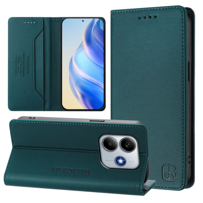 Estuche para teléfono de cuero con doble pliegue y succión magnética y RFID RC01, For Redmi Note 14 4G 163.25mm, For Redmi Note 14 5G, For Redmi 14C 4G / 14R 5G Global, For Redmi K70 Ultra 5G Global, For Redmi 13 5G / 4G Global                         ...