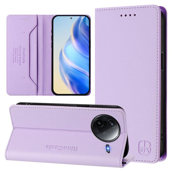 Estuche para teléfono de cuero con doble pliegue y succión magnética y RFID RC01, For Redmi A7 Pro 171mm / Poco C85x 5G, For Redmi 15a 5G Global, For Redmi Turbo 5 Max / Poco X8 Pro Max, For Redmi Turbo 5 Global / Poco X8 Pro 5G                        ...