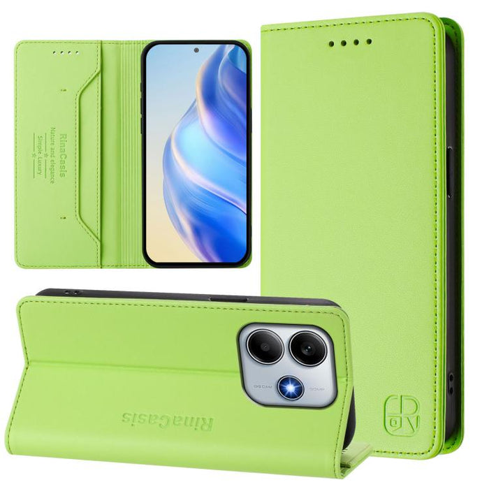 Estuche para teléfono de cuero con doble pliegue y succión magnética y RFID RC01, For Redmi Note 14 4G 163.25mm, For Redmi Note 14 5G, For Redmi 14C 4G / 14R 5G Global, For Redmi K70 Ultra 5G Global, For Redmi 13 5G / 4G Global                         ...