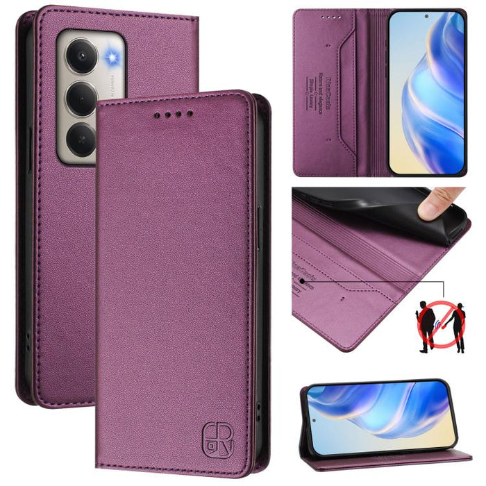 Estuche para teléfono de cuero con doble pliegue y succión magnética y RFID RC01, For Redmi A7 Pro 171mm / Poco C85x 5G, For Redmi 15a 5G Global, For Redmi Turbo 5 Max / Poco X8 Pro Max, For Redmi Turbo 5 Global / Poco X8 Pro 5G                        ...