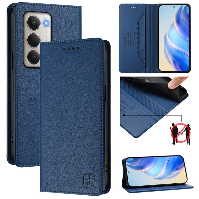 Estuche para teléfono de cuero con doble pliegue y succión magnética y RFID RC01, For Redmi A7 Pro 171mm / Poco C85x 5G, For Redmi 15a 5G Global, For Redmi Turbo 5 Max / Poco X8 Pro Max, For Redmi Turbo 5 Global / Poco X8 Pro 5G                        ...