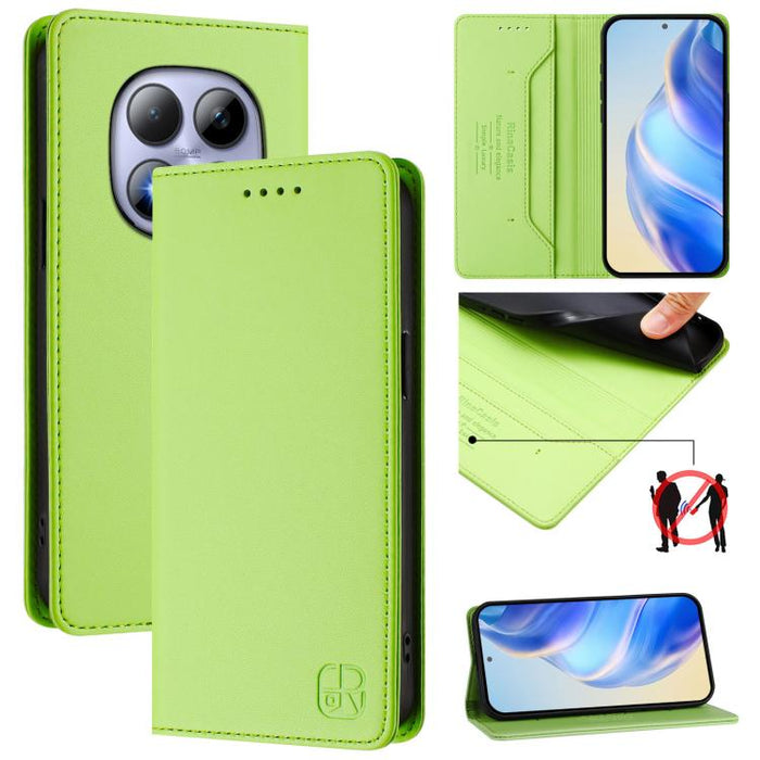 Estuche para teléfono de cuero con doble pliegue y succión magnética y RFID RC01, For Redmi A7 Pro 171mm / Poco C85x 5G, For Redmi 15a 5G Global, For Redmi Turbo 5 Max / Poco X8 Pro Max, For Redmi Turbo 5 Global / Poco X8 Pro 5G                        ...