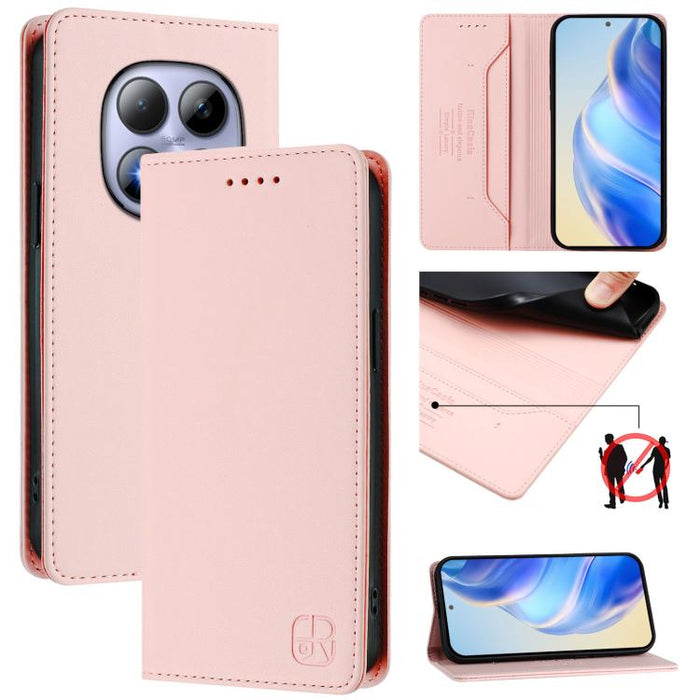 Estuche para teléfono de cuero con doble pliegue y succión magnética y RFID RC01, For Redmi A7 Pro 171mm / Poco C85x 5G, For Redmi 15a 5G Global, For Redmi Turbo 5 Max / Poco X8 Pro Max, For Redmi Turbo 5 Global / Poco X8 Pro 5G                        ...