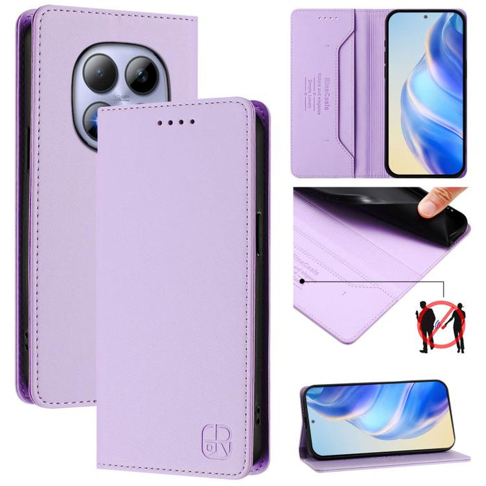 Estuche para teléfono de cuero con doble pliegue y succión magnética y RFID RC01, For Redmi A7 Pro 171mm / Poco C85x 5G, For Redmi 15a 5G Global, For Redmi Turbo 5 Max / Poco X8 Pro Max, For Redmi Turbo 5 Global / Poco X8 Pro 5G                        ...
