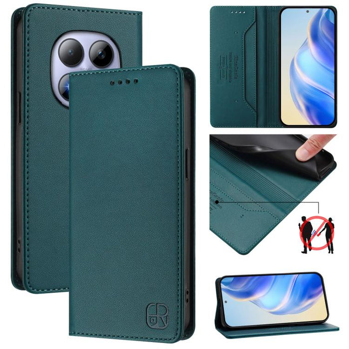 Estuche para teléfono de cuero con doble pliegue y succión magnética y RFID RC01, For Redmi A7 Pro 171mm / Poco C85x 5G, For Redmi 15a 5G Global, For Redmi Turbo 5 Max / Poco X8 Pro Max, For Redmi Turbo 5 Global / Poco X8 Pro 5G                        ...