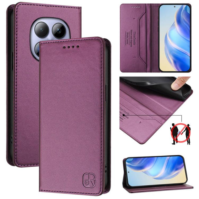 Estuche para teléfono de cuero con doble pliegue y succión magnética y RFID RC01, For Redmi A7 Pro 171mm / Poco C85x 5G, For Redmi 15a 5G Global, For Redmi Turbo 5 Max / Poco X8 Pro Max, For Redmi Turbo 5 Global / Poco X8 Pro 5G                        ...