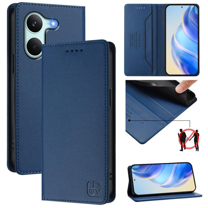 Estuche para teléfono de cuero con doble pliegue y succión magnética y RFID RC01, For Redmi A7 Pro 171mm / Poco C85x 5G, For Redmi 15a 5G Global, For Redmi Turbo 5 Max / Poco X8 Pro Max, For Redmi Turbo 5 Global / Poco X8 Pro 5G                        ...
