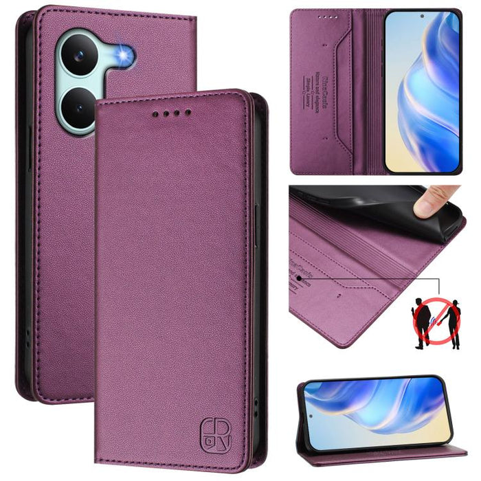 Estuche para teléfono de cuero con doble pliegue y succión magnética y RFID RC01, For Redmi A7 Pro 171mm / Poco C85x 5G, For Redmi 15a 5G Global, For Redmi Turbo 5 Max / Poco X8 Pro Max, For Redmi Turbo 5 Global / Poco X8 Pro 5G                        ...