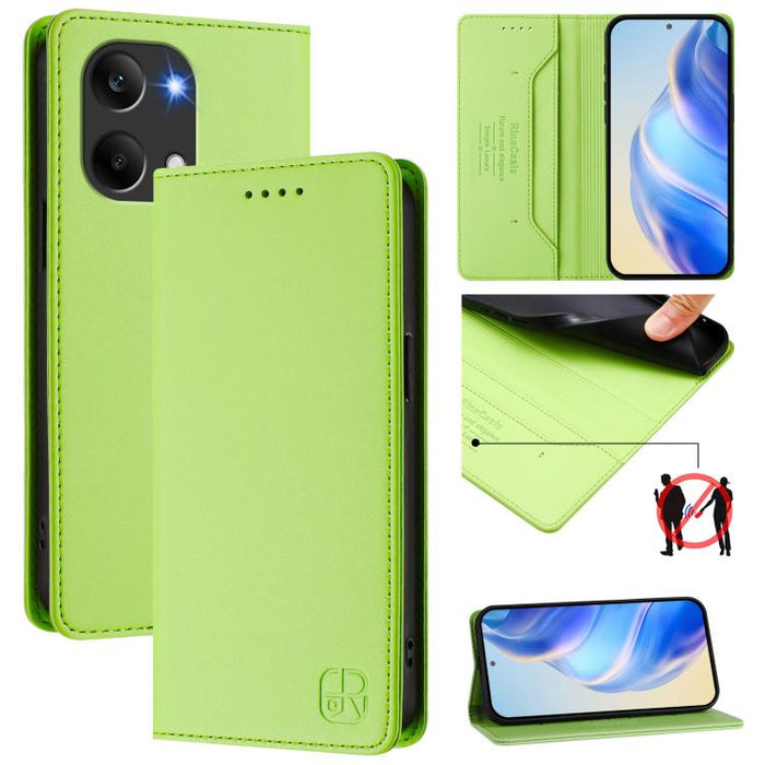 Estuche para teléfono de cuero con doble pliegue y succión magnética y RFID RC01, For Redmi A7 Pro 171mm / Poco C85x 5G, For Redmi 15a 5G Global, For Redmi Turbo 5 Max / Poco X8 Pro Max, For Redmi Turbo 5 Global / Poco X8 Pro 5G                        ...