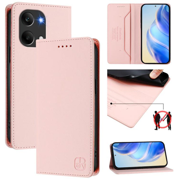 Estuche para teléfono de cuero con doble pliegue y succión magnética y RFID RC01, For Redmi A7 Pro 171mm / Poco C85x 5G, For Redmi 15a 5G Global, For Redmi Turbo 5 Max / Poco X8 Pro Max, For Redmi Turbo 5 Global / Poco X8 Pro 5G                        ...