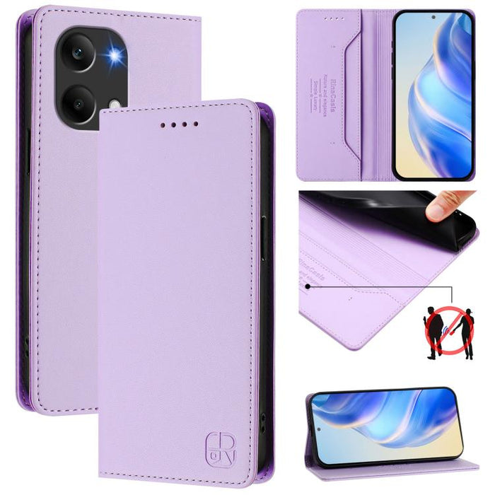 Estuche para teléfono de cuero con doble pliegue y succión magnética y RFID RC01, For Redmi A7 Pro 171mm / Poco C85x 5G, For Redmi 15a 5G Global, For Redmi Turbo 5 Max / Poco X8 Pro Max, For Redmi Turbo 5 Global / Poco X8 Pro 5G                        ...
