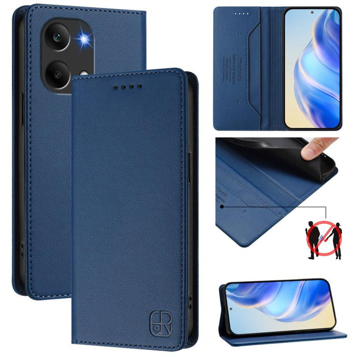Estuche para teléfono de cuero con doble pliegue y succión magnética y RFID RC01, For Redmi A7 Pro 171mm / Poco C85x 5G, For Redmi 15a 5G Global, For Redmi Turbo 5 Max / Poco X8 Pro Max, For Redmi Turbo 5 Global / Poco X8 Pro 5G                        ...
