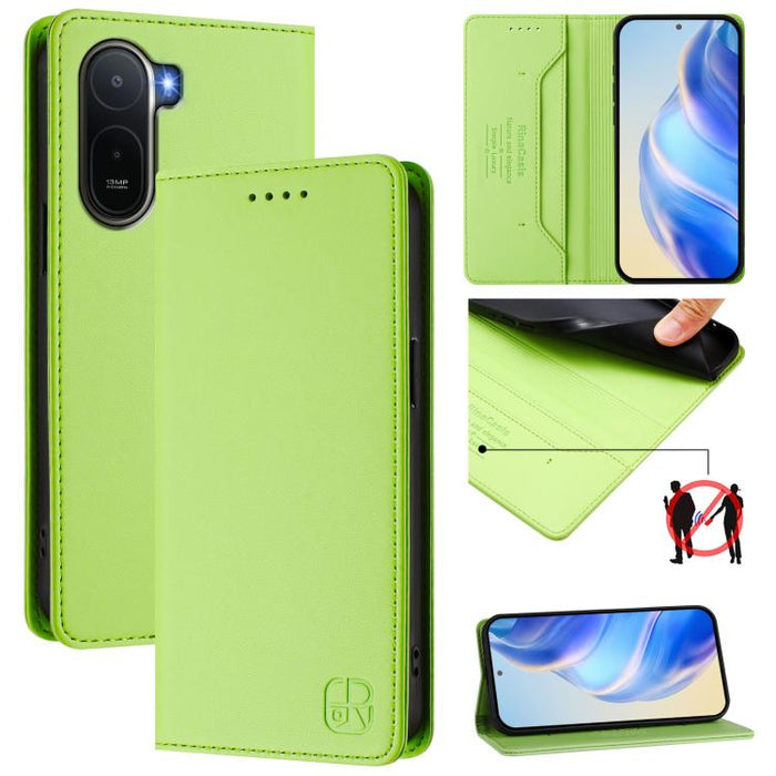 Estuche para teléfono de cuero con doble pliegue y succión magnética y RFID RC01, For Redmi A7 Pro 171mm / Poco C85x 5G, For Redmi 15a 5G Global, For Redmi Turbo 5 Max / Poco X8 Pro Max, For Redmi Turbo 5 Global / Poco X8 Pro 5G                        ...
