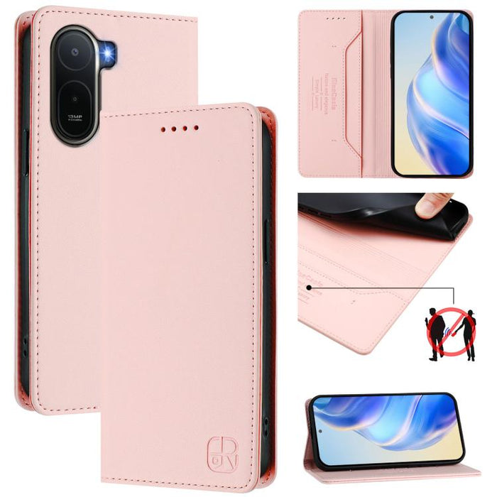 Estuche para teléfono de cuero con doble pliegue y succión magnética y RFID RC01, For Redmi A7 Pro 171mm / Poco C85x 5G, For Redmi 15a 5G Global, For Redmi Turbo 5 Max / Poco X8 Pro Max, For Redmi Turbo 5 Global / Poco X8 Pro 5G                        ...