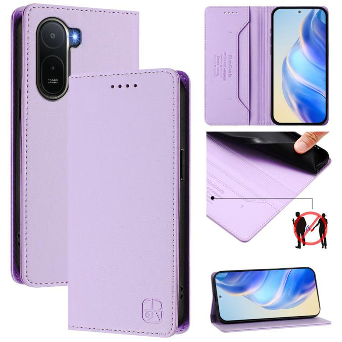 Estuche para teléfono de cuero con doble pliegue y succión magnética y RFID RC01, For Redmi A7 Pro 171mm / Poco C85x 5G, For Redmi 15a 5G Global, For Redmi Turbo 5 Max / Poco X8 Pro Max, For Redmi Turbo 5 Global / Poco X8 Pro 5G                        ...