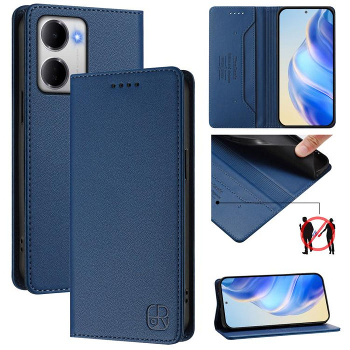 Estuche para teléfono de cuero con doble pliegue y succión magnética y RFID RC01, For Redmi A7 Pro 171mm / Poco C85x 5G, For Redmi 15a 5G Global, For Redmi Turbo 5 Max / Poco X8 Pro Max, For Redmi Turbo 5 Global / Poco X8 Pro 5G                        ...
