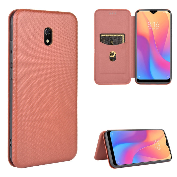 Textura de fibra de carbono Flip horizontal magnético TPU + PC + Funda de cuero PU con ranura para tarjeta, For Xiaomi Redmi 9C, For Xiaomi Redmi 8A, For Xiaomi Redmi 8, For Xiaomi Redmi 9, For Xiaomi Redmi 9A, For Xiaomi Redmi 10X 5G                  ...