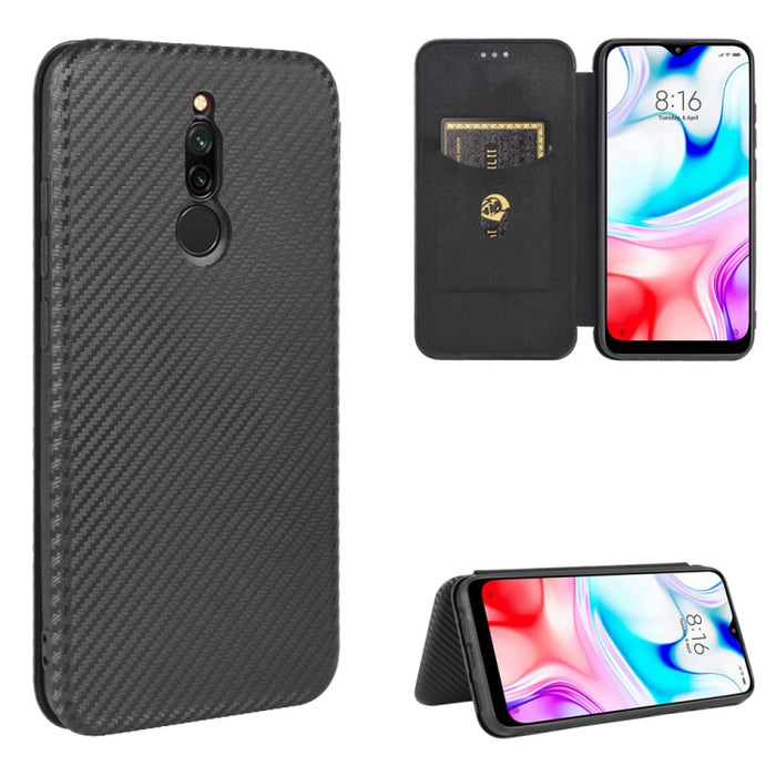 Textura de fibra de carbono Flip horizontal magnético TPU + PC + Funda de cuero PU con ranura para tarjeta, For Xiaomi Redmi 9C, For Xiaomi Redmi 8A, For Xiaomi Redmi 8, For Xiaomi Redmi 9, For Xiaomi Redmi 9A, For Xiaomi Redmi 10X 5G                  ...