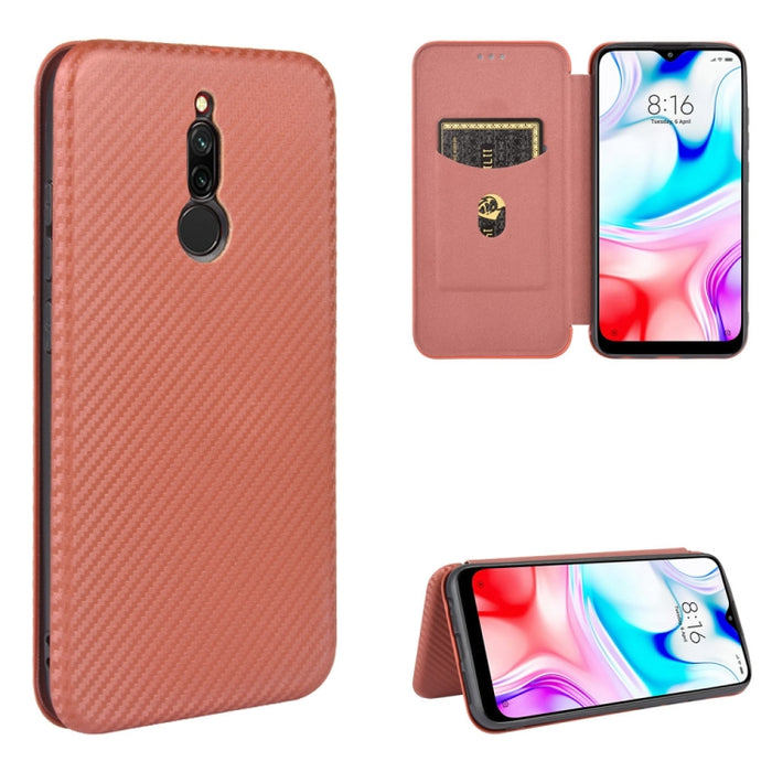 Textura de fibra de carbono Flip horizontal magnético TPU + PC + Funda de cuero PU con ranura para tarjeta, For Xiaomi Redmi 9C, For Xiaomi Redmi 8A, For Xiaomi Redmi 8, For Xiaomi Redmi 9, For Xiaomi Redmi 9A, For Xiaomi Redmi 10X 5G                  ...